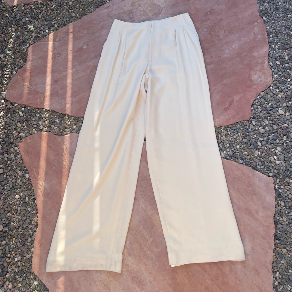 Vintage cream wide leg silk trousers